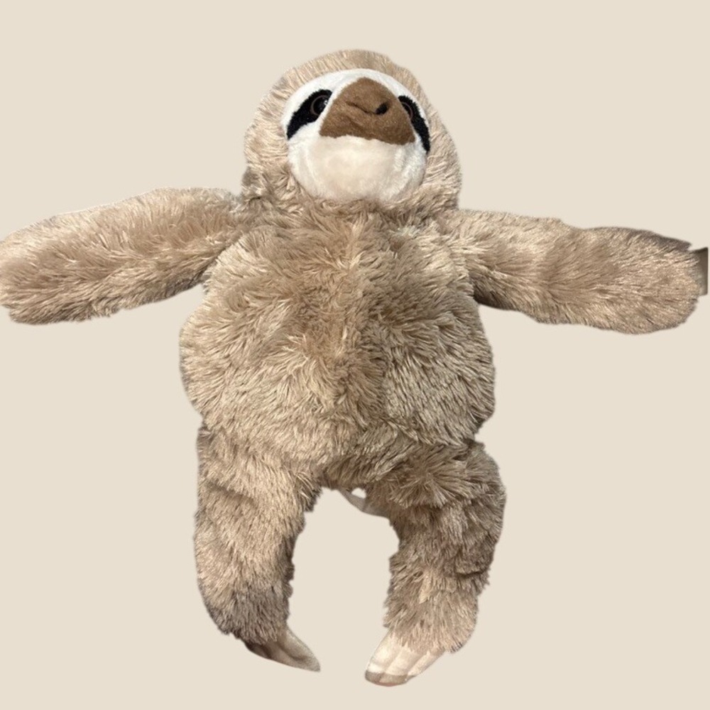 Tan Shaggy Sloth Stuffed Animal Plush Three-Toed Long Limbs Huggable Toy